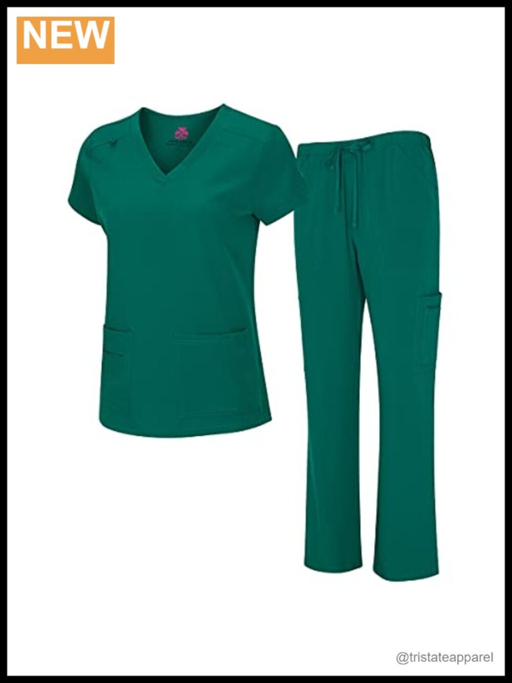 Women's Cool Stretch V-Neck Scrub Top Cargo Pant Set Medical Uniform